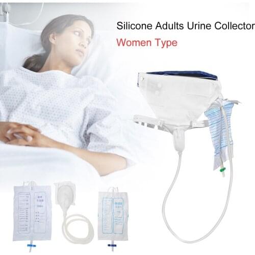 Hypo-allergenic Older Men Woman Urine Bag Reusable Male Urinal Bag Silicone Urine Funnel Pee Holder Collector with Catheter