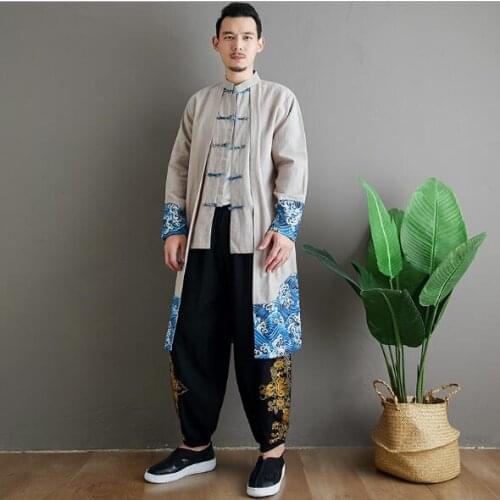 Chinese vintage New style wave windbreaker cotton linen hemp sea spray mens jacket fashionable generous comfortable good
