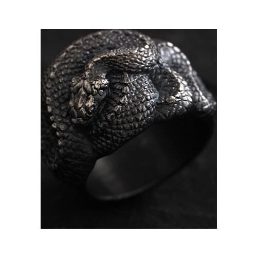Personality Vintage Silver Plated Snake Ring Motorcycle Party Punk Domineering Open Viper Ring Women Mens Cool Hip Hop Jewelry