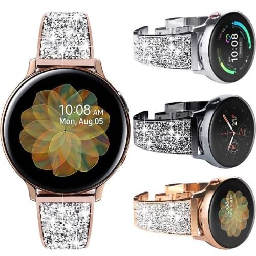Metal diamond strap for Samsung watch 3/Huawei GT2 46mm Woman Replacement bracelet wristband for Active2/Galaxy Watch 42mm strap