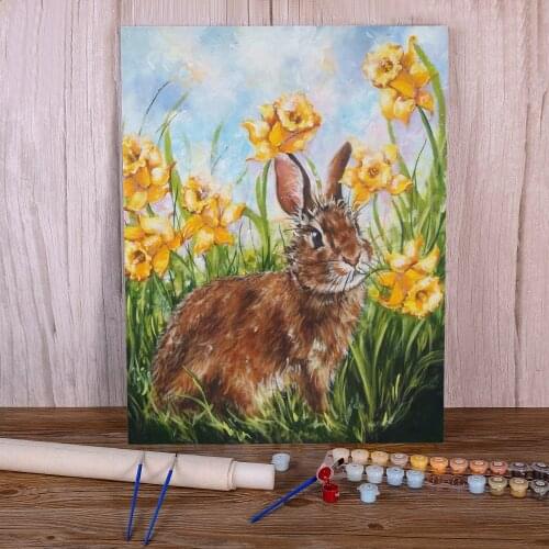 Animal Rabbit DIY Painting By Numbers Kit Acrylic Paints 50*70 Painting On Canvas Loft Wall Picture For Handiwork