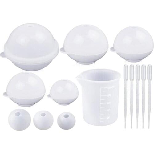 Spherical Silicone Mold Round Silicone Mold Epoxy Resin Ball Mold for Resin Jewelry Diy Soap Candle with Mixing Cup