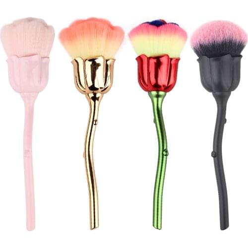 NEWCOME 1PC Rose Flower Brush Nail Art Clean Brushes Super Soft Foundation Powder Brush Makeup Tool