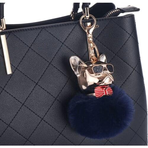 New Cartoon Kawaii Keychain Pitbull with sunglasses Cute Bag Pendant Fashion Personality Car Plush Keychain or Gift