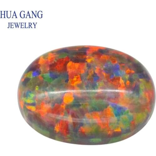 OP15 Fire Opal Loose Stones Oval Shape Flat Back Cabochon Created Opal Beads Semi-Precious Stones For Jewelry 3x5mm-10x14mmmm