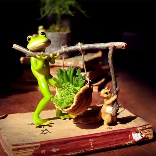 Outdoor Cute Frog Flower Pot Resin Accessories Home Garden Balcony Animal Vase Decoration Office Desktop Table Figurines Crafts