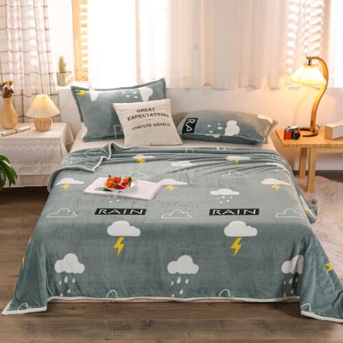 Coral Fleece Blanket For Bed Gray Color Cloud Pattern Throw Blanket For Children Manta Full/Queen/King Size Bed Plaid For Winter