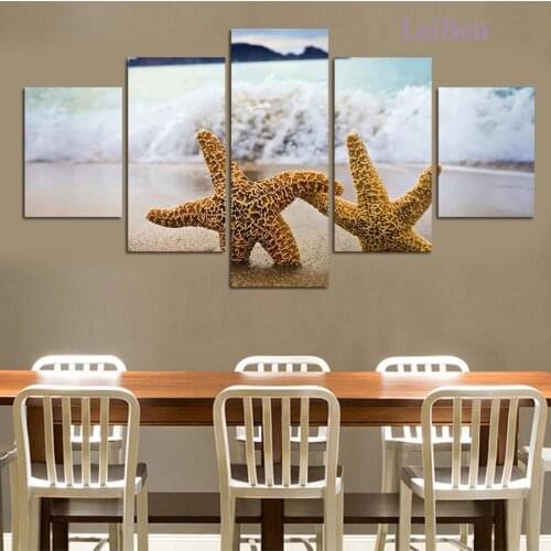 Beach Scenery Two Starfish Poster Unframed Waterproof Ink Canvas Seascape Painting Living Room Home Decoration Gifts For Friends