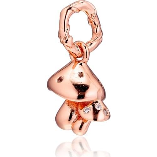 Sparkling Mushrooms Dangle Charm Authentic 925 Silver Jewelry Fits Beads Bracelets & Necklaces DIY Fashion Female Jewelry Charm