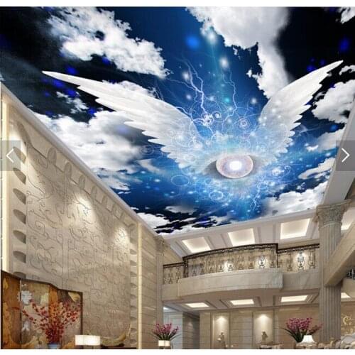 Custom ceiling wallpaper. Angel wings and star murals for the living room bedroom ceiling background wall vinyl papel de parede