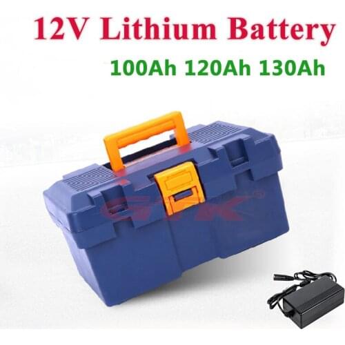 Portable high performance 12v 100Ah/120Ah/130Ah Lithium ion battery with 4S BMS for recreation vehicle camper RV+10A charger