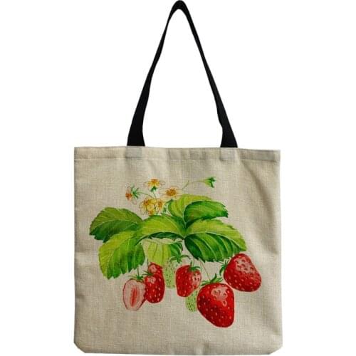 Daily Art Practical All-Match Bags for Women Refreshing Plant Colorful Strawberry Printed Handbags Custom Pattern Shoulder Bag