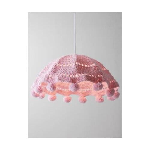 Hand-woven chandelier bedroom boy princess room girl room creative art pink cotton yarn chandelier