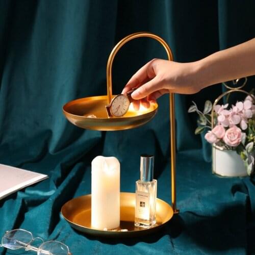Nordic 2 Layer Gold Iron Storage Tray Jewelry Cosmetics Display Shelf Fruit Plate Earrings Rack Bathroom Desktop Sundries Holder
