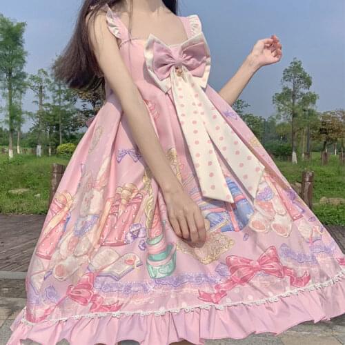 Victorian Tea Party Vintage Women Sling Bowknot Princess Party Dresses Gothic Girls Japanese Sweet Kawaii Jsk Lolita Dress