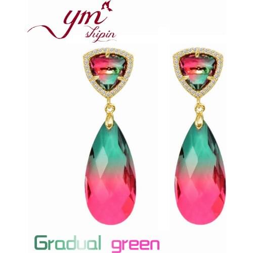 Korean Earrings Sweet Pink Dangle Earrings For women Advanced K9 Crystal Luxury Earrings Fashion Jewelry Gifts For Women