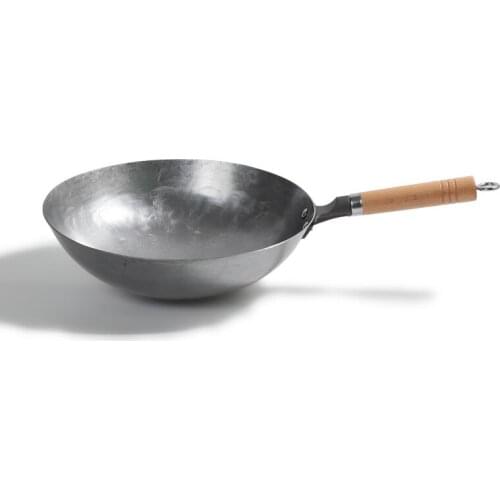 Old blacksmiths handmade wok with ear buckle without ears home cooked iron wok round bottom 30 32 34