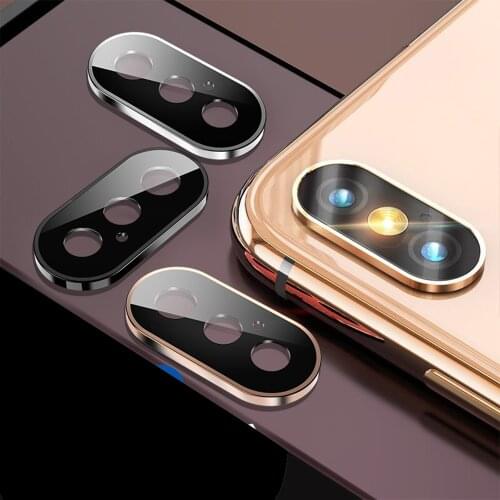 For iPhone X XS Max XR Metal Camera Lens Tempered Glass Film Screen Protector Protective Full Cover Case