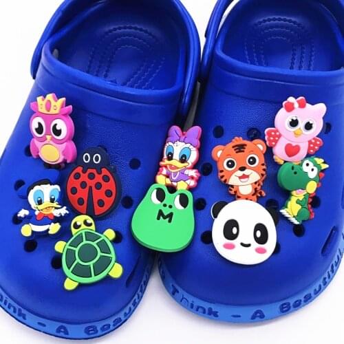 1Pcs Owl Cartoon Animals Panda Duck PVC Shoes Charms Shoe Buckle For DIY Decoration Croc Jibz Wristband Backpack Kids X-mas Gift