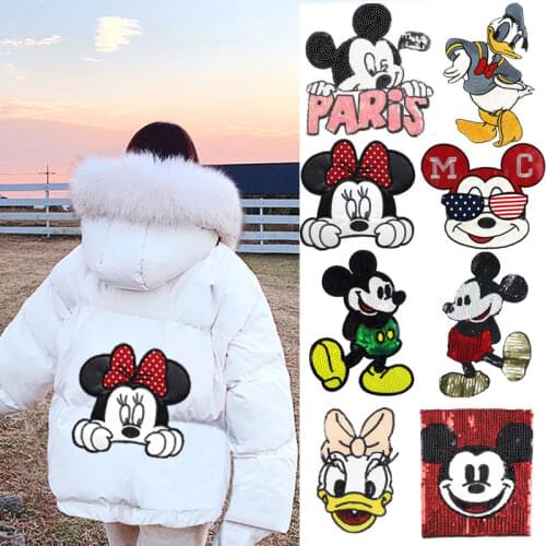 Disney Mickey Mouse Women Sticker Clothes Trim Sticker BreakHole Patch Appliqued Patches for Clothing Stranger Things Clothes