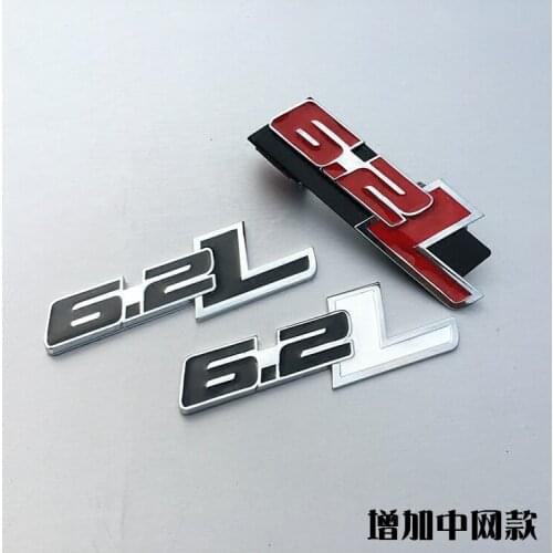 1 Pcs 3D Metal Car Stickers Emblem Auto Trunk Badge Decals for Ford F150 6.2L Chevrolet C7 Camaro 2011-2015 6.2L Car Accessories