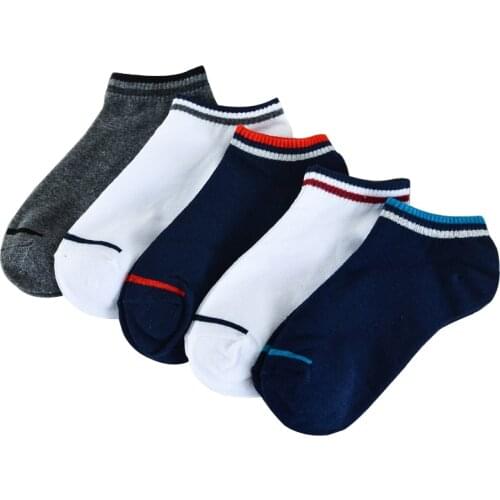 10pcs=5pairs/lot 2021 Mens Socks Cotton Fashion Solid Color Stripes Boat Socks Summer Male Casual Breathable Socks Boy New Meias