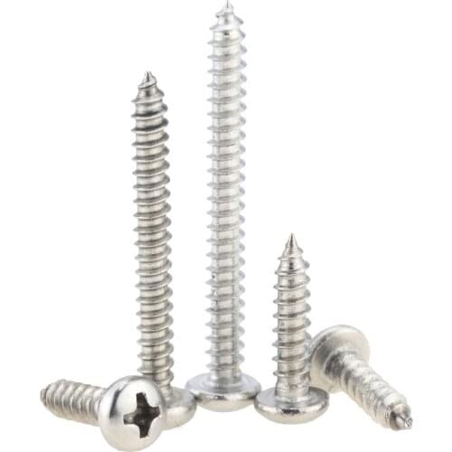 10PCS M3.5*6.5-60 8 25 30 32 35 40 45 50 55 Small 304 Stainless Steel Cross Phillips Pan Round Head Self Tapping Screw M3.5x6.5