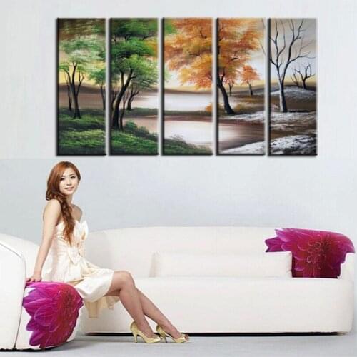 100% Hand painted oil painting wall canvas painting forest landscape pictures framework can match 5pcs/set WX-1507116