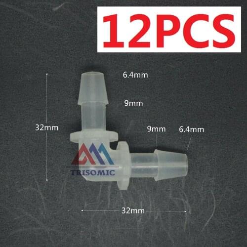 12 pieces 6.4mm Elbow equant Connector Equal Tube Joiner Material PP Plastic Fitting Fish Tank Airline Aquarium