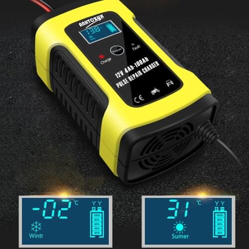 12V 6A Repair Charger with LCD Display Smart Pulse Motorcycle & Car Battery Charger 12V AGM GEL WET Lead Acid Battery Charger