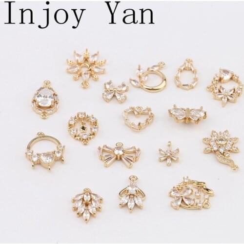 2pcs Jewelry Accessories Gold Plateddiy Zircon Pendant Water Drop Jump Ring Diy Earring