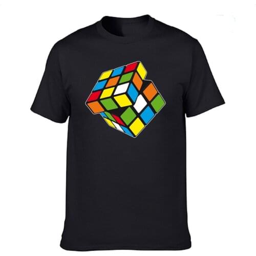 2020 New Mens High Quality Rubiks Cube T Shirt Casual t shirt Men 100% Cotton Short Sleeve O-Neck Plus Size Quality Tops Tees