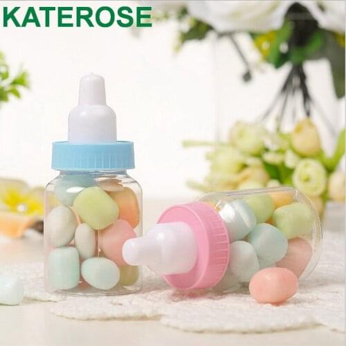 24PCS Baby Shower Favors Food Grade Plastic Milk Candy Bottle Birthday Gift Sweet Box Newborn Baptism Favors