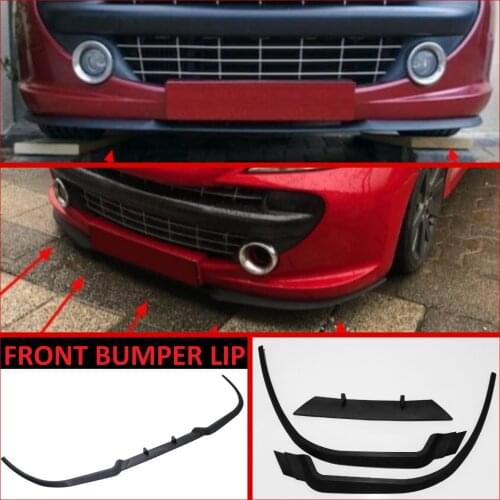 For Peugeot 207 CUPRA R Front Bumper Lip Universal 3pcs Diffuser Black Bumper Lip Spoiler Body Kit Tuning Protector Quality