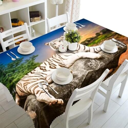 3D Tablecloth leopard cartoon Polyester fiber rectangular Waterproof Cabinet Cover Round table cover Customized size Pillowcase