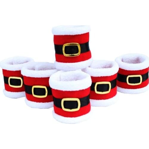 6pcs Christmas Santa Towel Napkin Rings Serviette Holder Table Dinner Party Elegant Tableware Decoration For Home Sd122