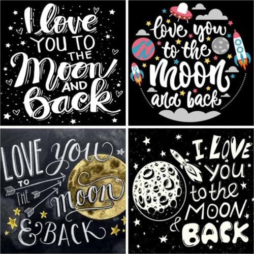EverShine Diamond Embroidery Moon Mosaic Kits DIY 5D Diamond Painting Full Square Landscape Rhinestones Art Text Cross Stitch