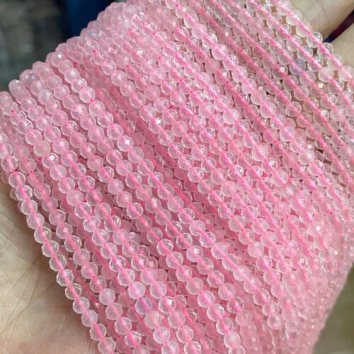 Natural Pink Stone Beads 3mm Faceted Cutting Loose Crystal Pink Rose Quartz Beads for Jewelry Making