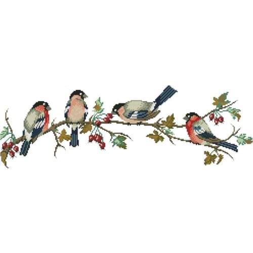 DIY Handmade Needlework Cross Stitch Set Embroidery Kit Precise Printed Bullfinches Pattern Cross-Stitching Home Decoration 68