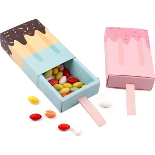 10ps/Lot Ice Cream Paper Cardboard Gift Box Packaging Chocolate Candy Box For DIY Wedding Baby Shower Birthday Guests Gift Boxes