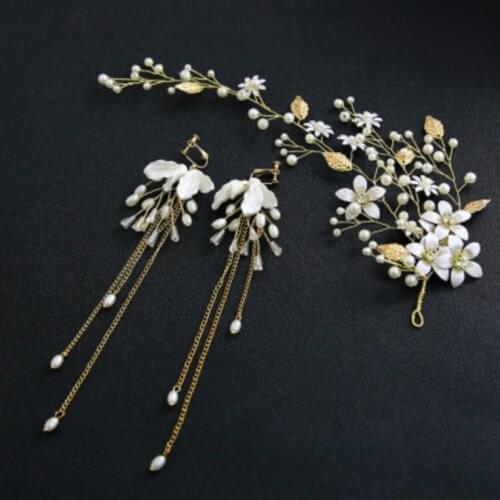 China Classical Style Flower Leaves Hairpins Crystal Rhinestone Tassel Hair Sticks Hair Combs Wedding Hair Accessories