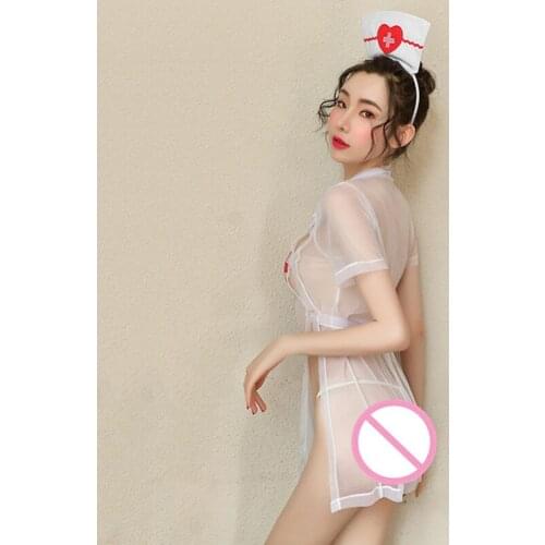 Role Play See through Sexy Lingerie Set Women Lenceria Erotic Mesh Cosplay Dress Nurse Uniform Costumes Underwear Party Clothes