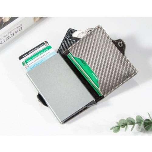 Mens New Zipper Multifunctional Rfid Anti Scanning Card Bag Buckle Womens Retro Carbon Fiber Pattern Wallet