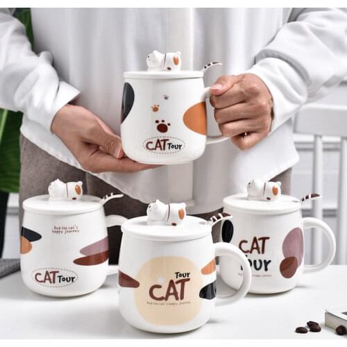Creative Cute cat Mugs,Coffee Mug Creative Cup for Coffee Milk Tea Cups,Ceramic Coffee Porcelain Tea Cup Gift