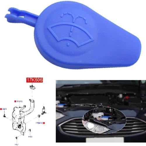 JEAZEA Windshield Washer Cap DS7317K606AB Fit For Ford Mondeo 2013-2017 Wiper Fluid Reservoir Cover Water Tank Bottle Lid Cap