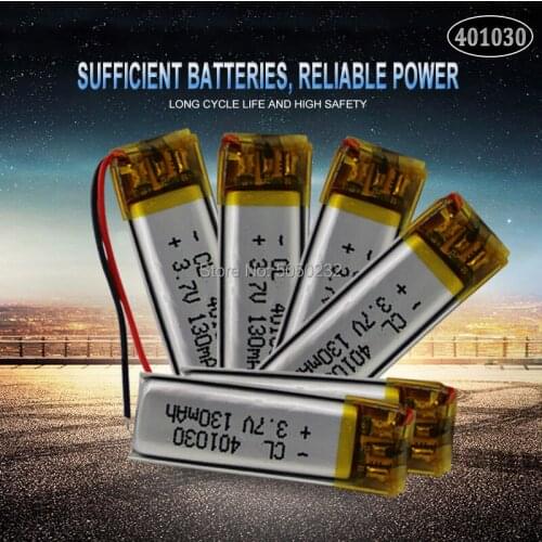 10pc 3.7V 130mAh 401030 Lithium Polymer Li-Po Rechargeable Battery For MP3 MP4 MP5 GPS DVD tablet Bluetooth camera Lipo cell