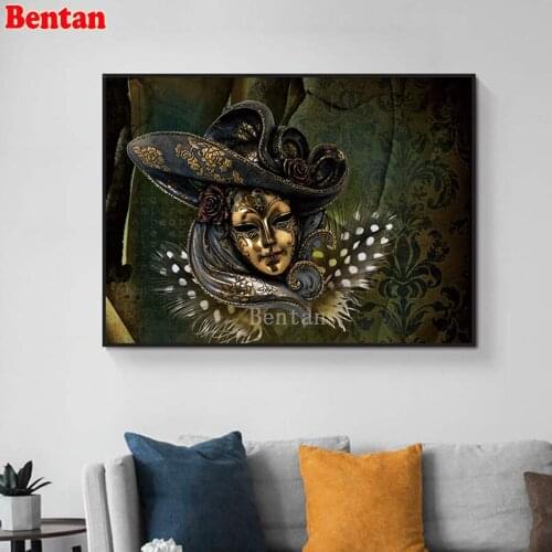 Mask decoracion vintage DIY 5D diamond Painting kit Cross Stitch diamond Embroidery Rhinestones diamond art carnival gift