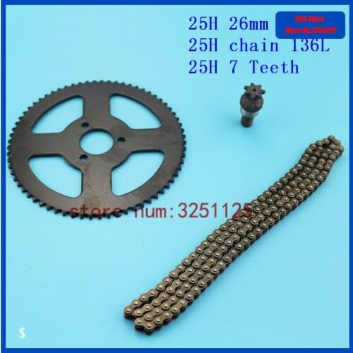 Mini Moto Drive System 25H 136L Links Loops Chain with Rear Sprocket 68T 26mm for 47cc 49cc Mini Pocket Bike ATV Quad