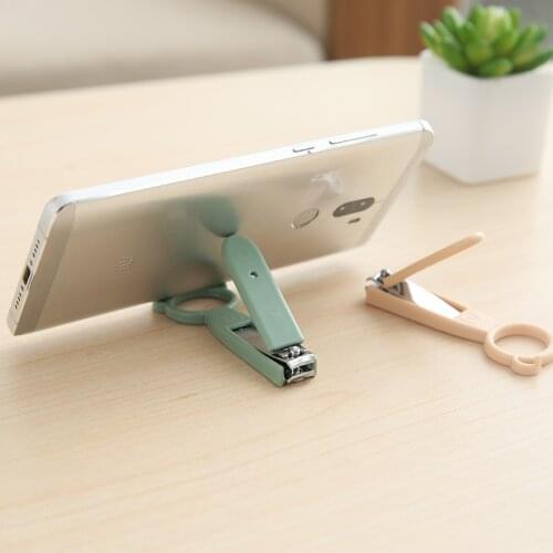 Multifunctional Portable Cute Nail Clippers Manicure Stainless Steel Nail Finger Trimmer Scissors Creative Phone Holder Nail Cut
