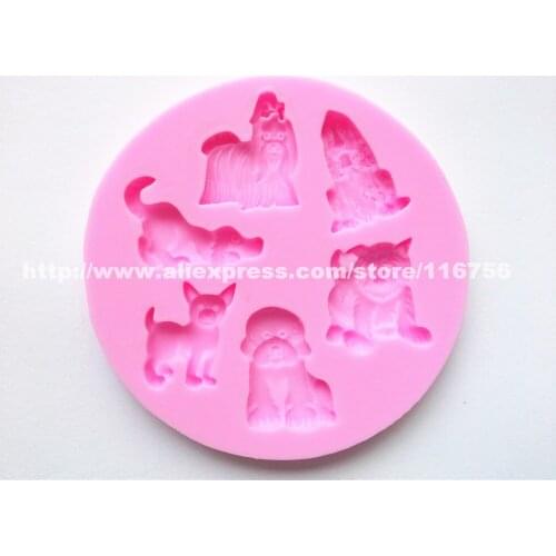 New! Free Shipping Dogs Shaped Silicone Mold Cake Decoration Fondant Cake 3D Mold Food Grade Silicone Mould 098